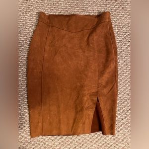 Tan Suede knee length skirt